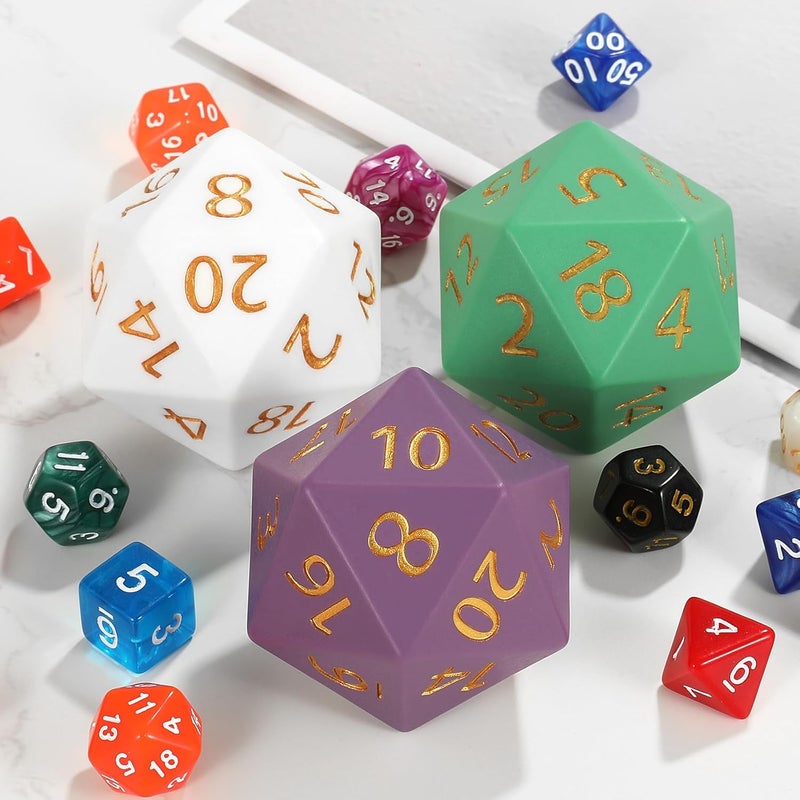 CSITORWWE 55mm Giant D20 Dice,20 Sided Resin Dice with Velvet Pouch, Titan Polyhedral Dice for TTRPG Tabletop Gaming,Dungeon Masters,RPG Adventures(Dark Purple) - Image 4